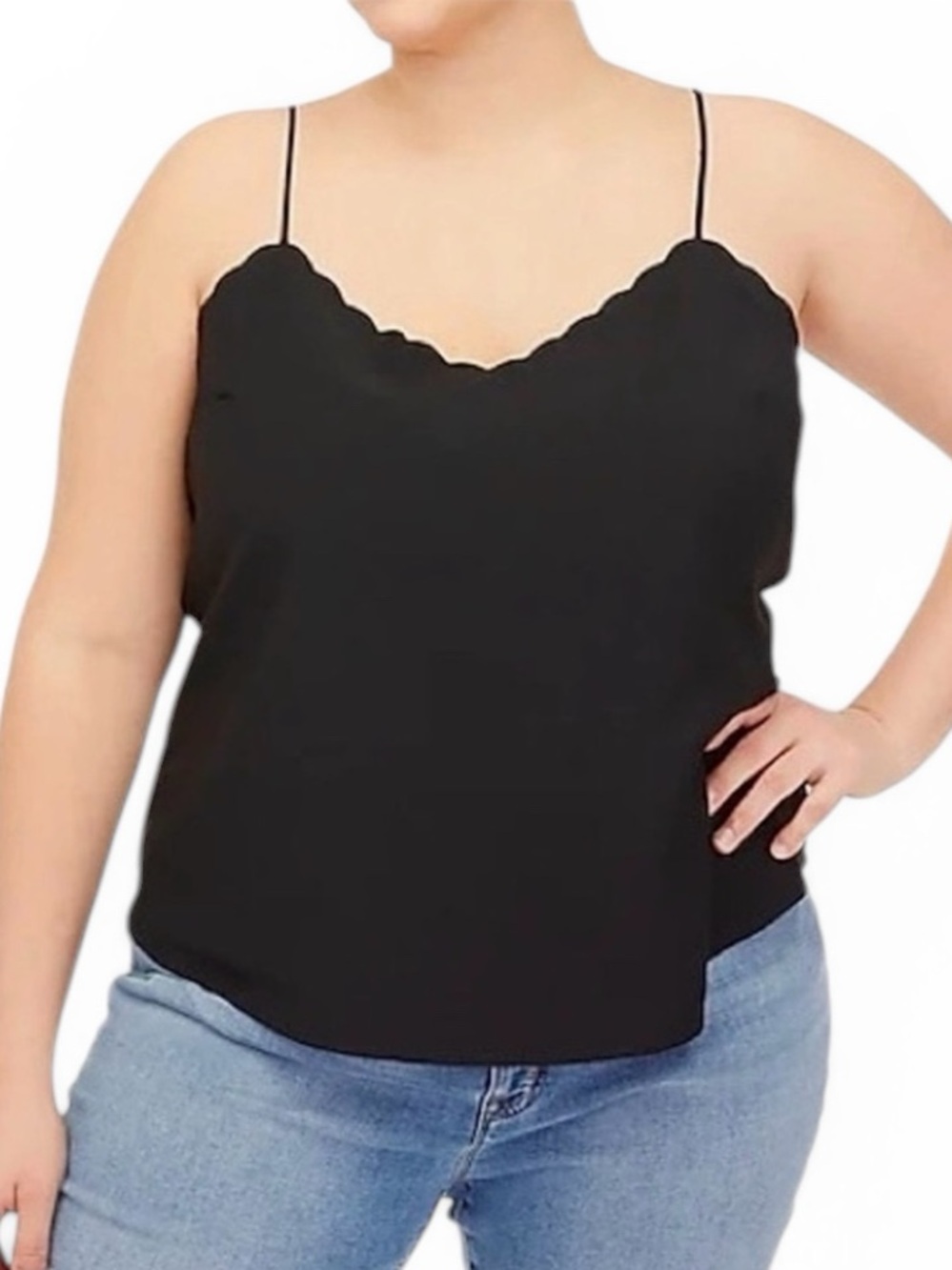 J. Crew Black Scalloped Camisole